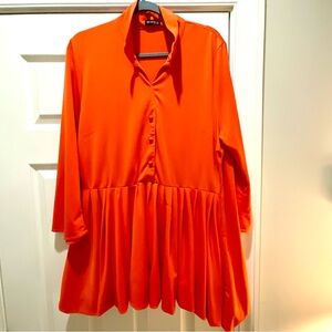 Elegant Women's Orange Button-Down Blouse